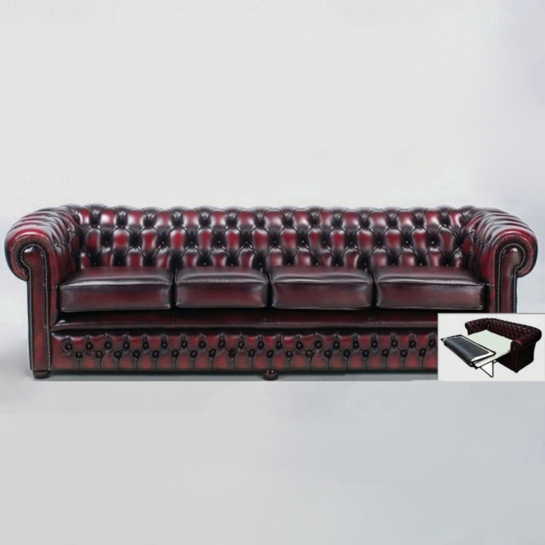 "London Classic" Chesterfield Schlafsofa 4-Sitzer - Matratze: 155cm