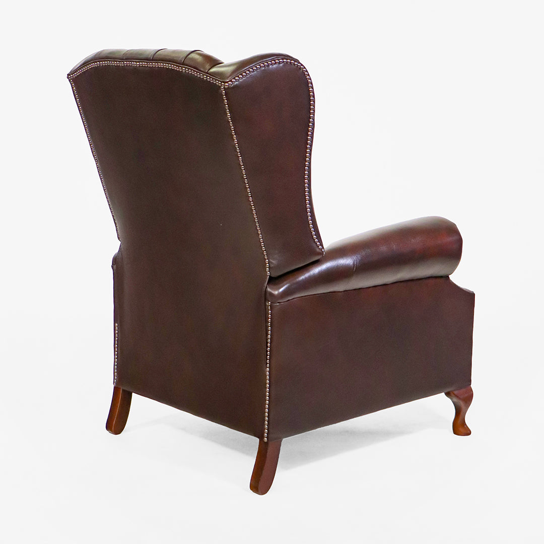 "Lazy Chair" Chesterfield Ohrensessel mit Relaxfunktion in Dunkelbraun - Sofort Lieferbar
