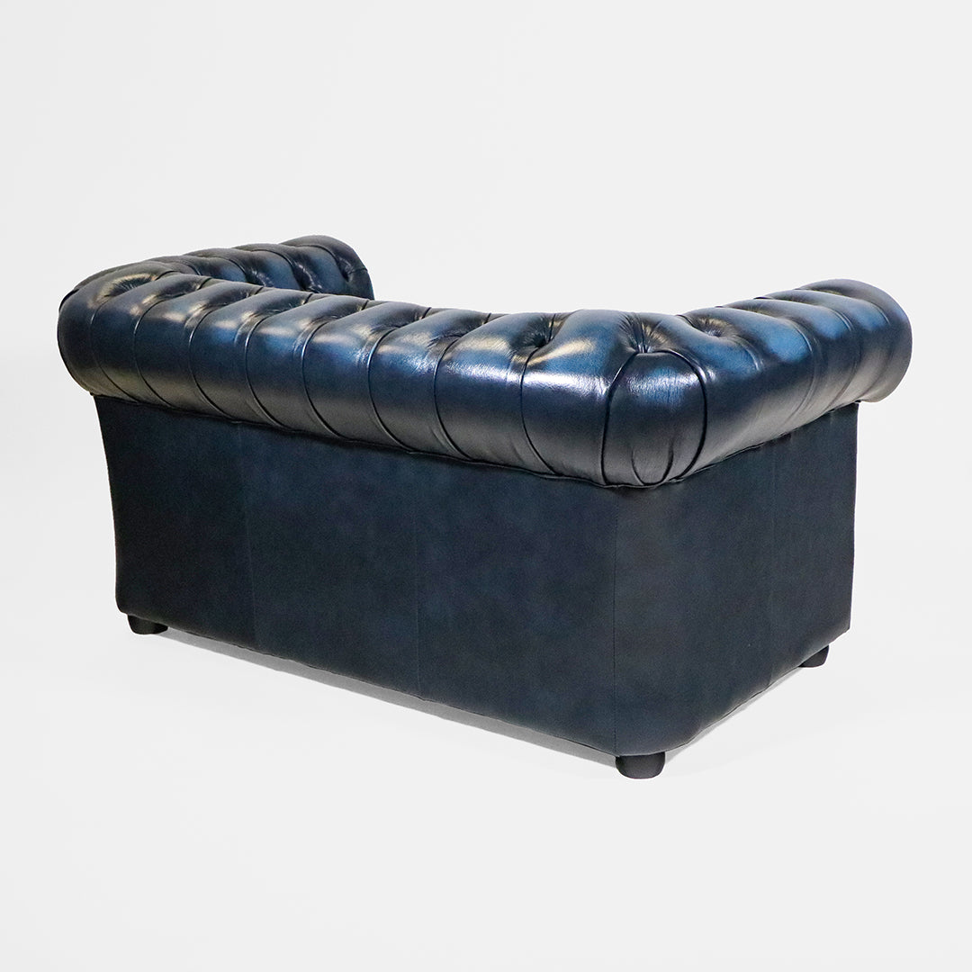 "London Classic" Chesterfield Sofa 2-Sitzer Birch Antique Blue - Sofort Lieferbar