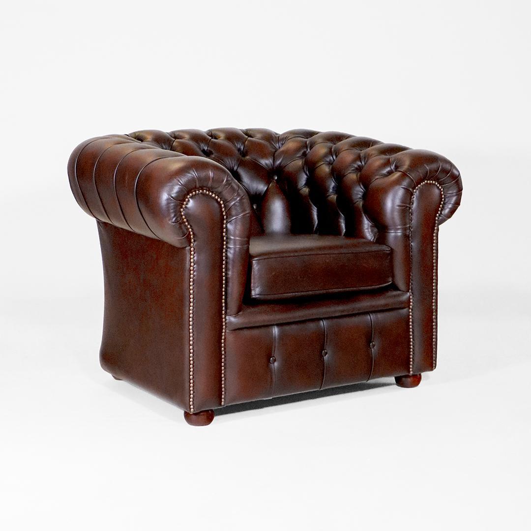 "London Classic" Chesterfield Sessel in Birch Antique Brown- Sofort Lieferbar