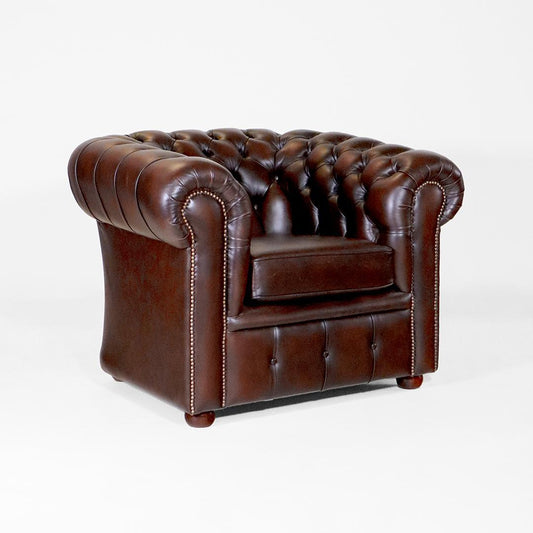 "London Classic" Chesterfield Sessel in Birch Antique Brown- Sofort Lieferbar