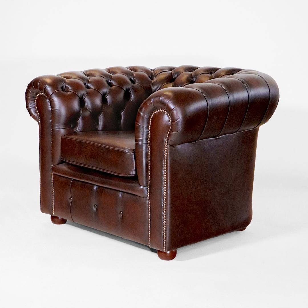 "London Classic" Chesterfield Sessel in Birch Antique Brown- Sofort Lieferbar