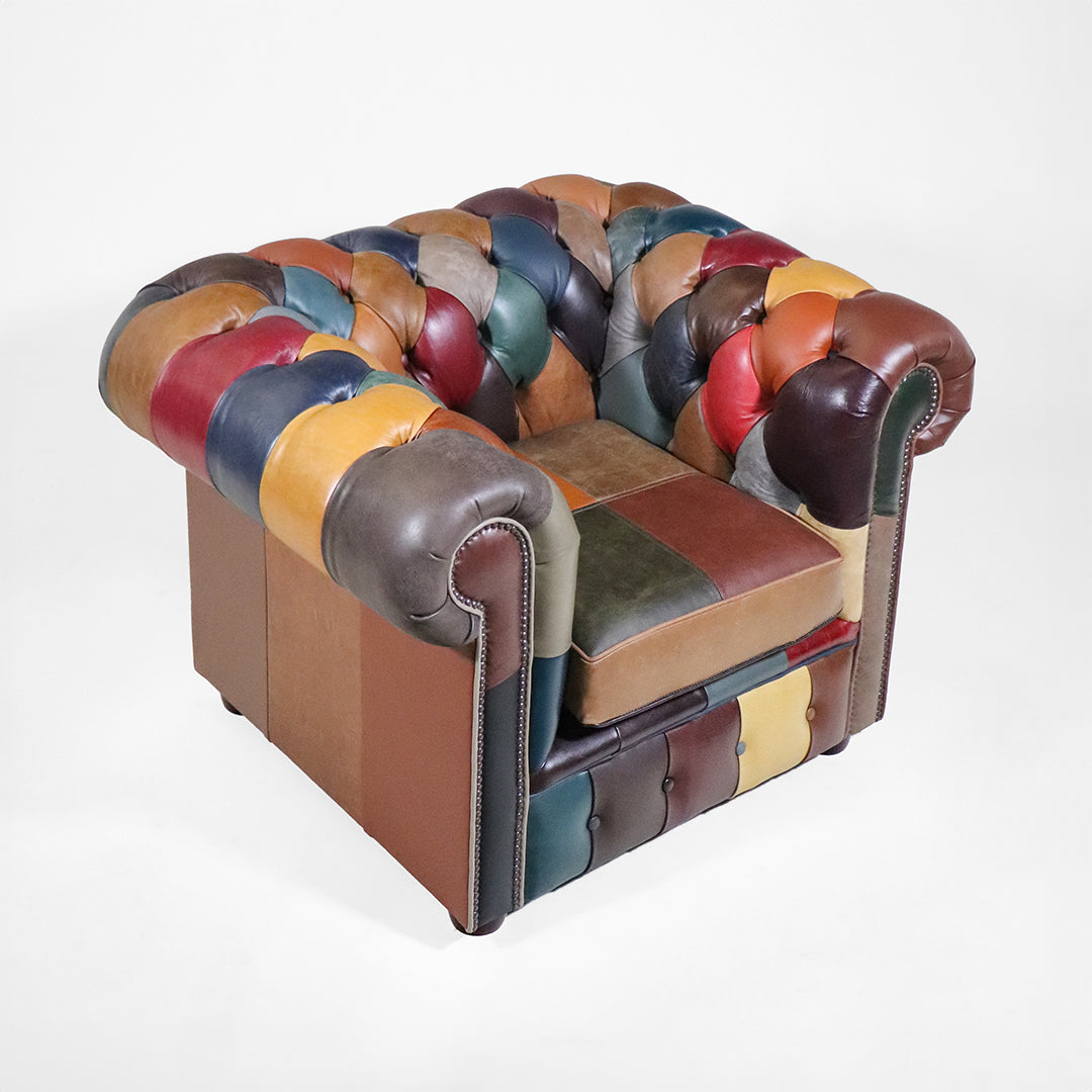 "London Fun" Chesterfield Sessel im Patchwork Design - Sofort Lieferbar