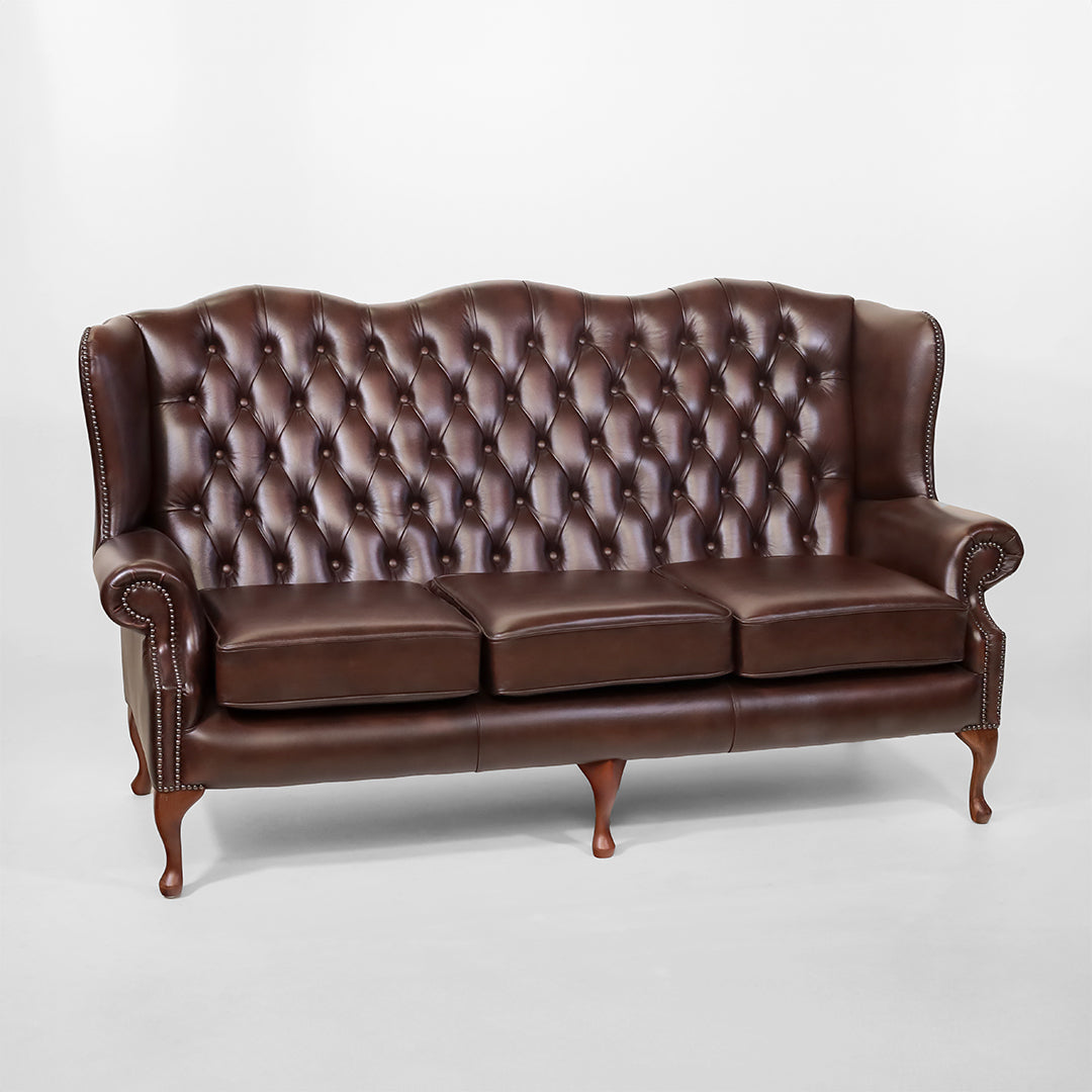 "Queen Anne" Chesterfield Sofa 3-Sitzer in Antique Brown - Sofort Lieferbar