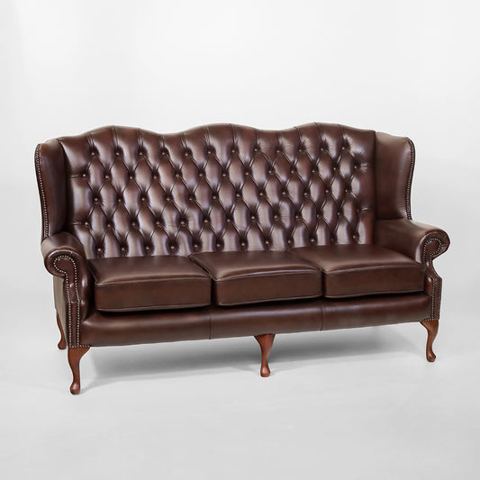 "Queen Anne" Chesterfield Sofa 3-Sitzer in Antique Brown - Sofort Lieferbar