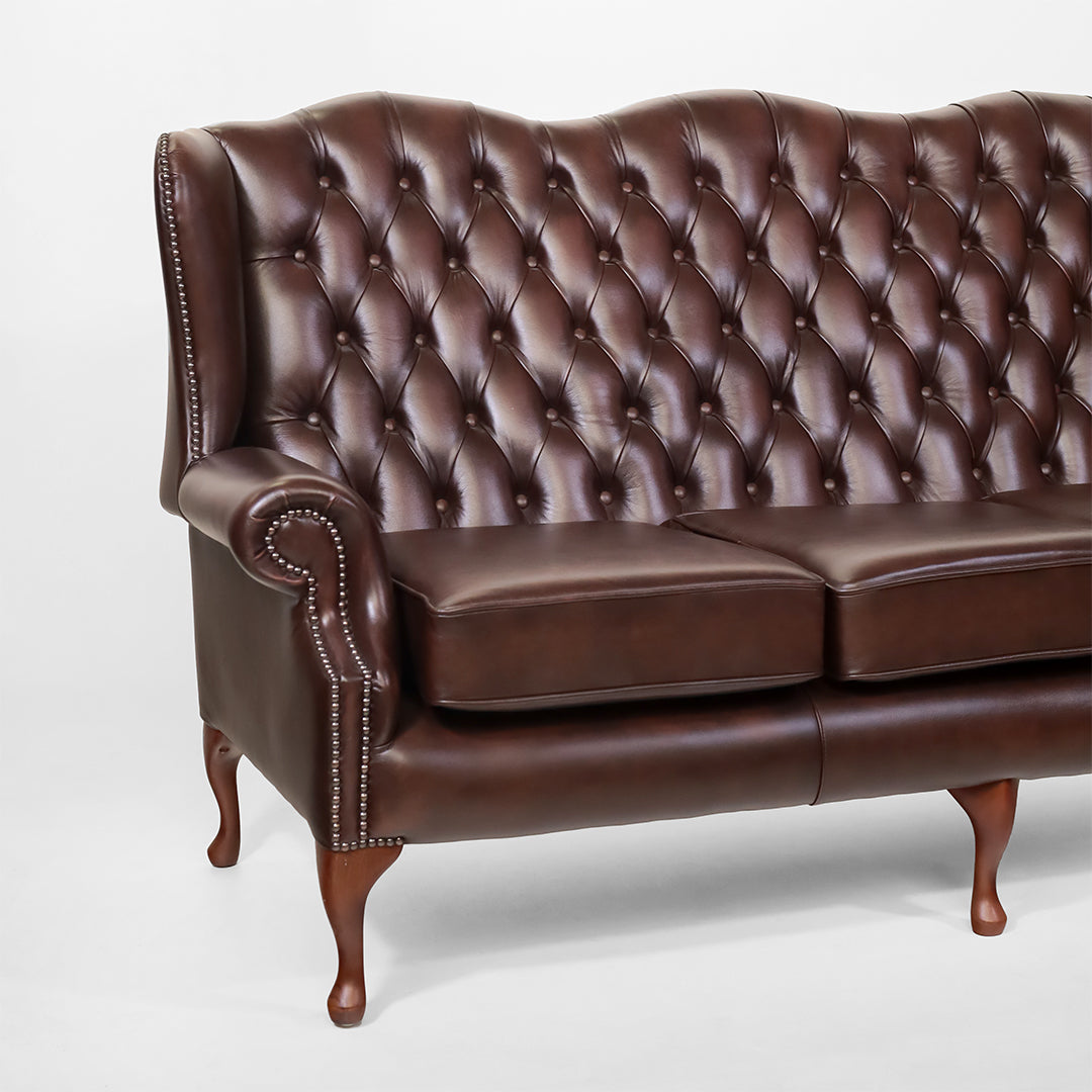 "Queen Anne" Chesterfield Sofa 3-Sitzer in Antique Brown - Sofort Lieferbar