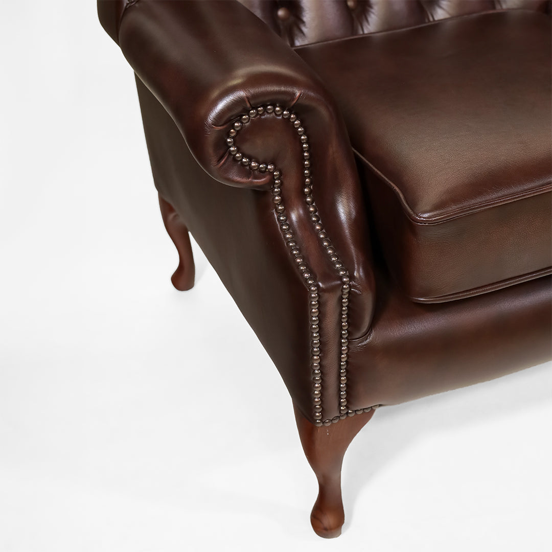 "Queen Anne" Chesterfield Sofa 3-Sitzer in Antique Brown - Sofort Lieferbar