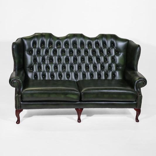 "Queen Anne" Chesterfield Sofa 3-Sitzer in Birch Antique Green - Sofort Lieferbar