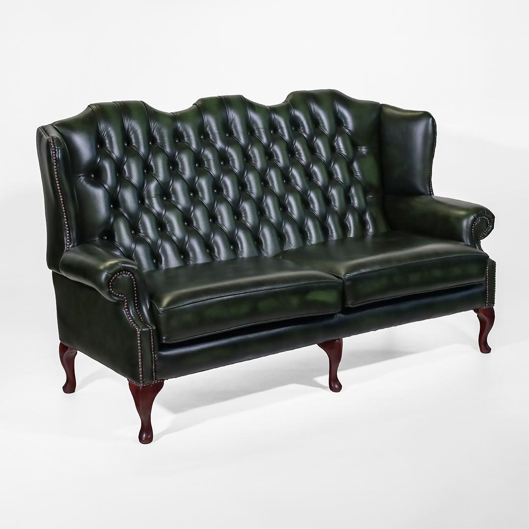 "Queen Anne" Chesterfield Sofa 3-Sitzer in Birch Antique Green - Sofort Lieferbar