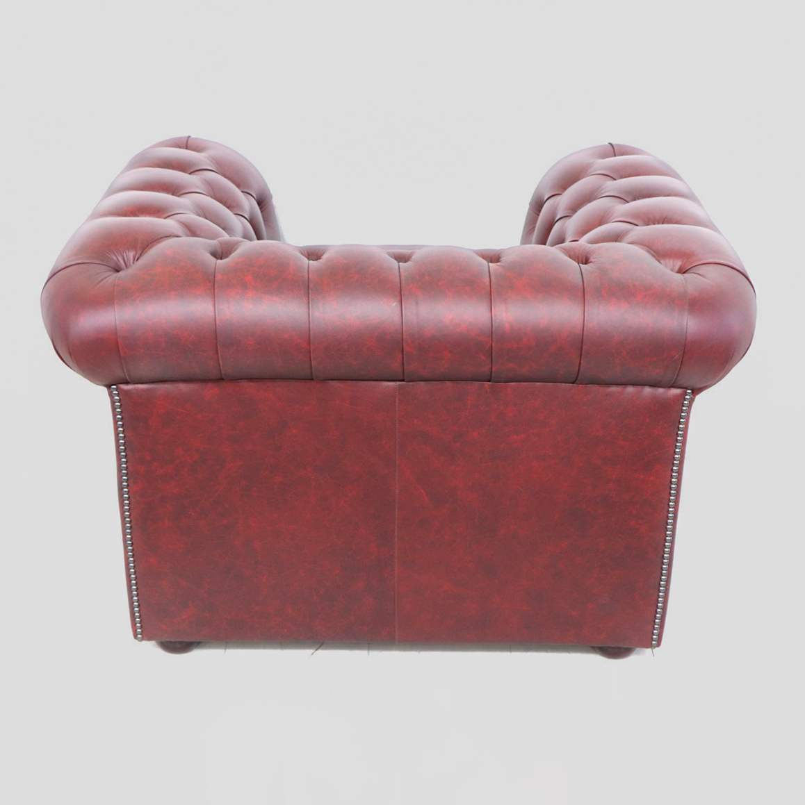 "Tudor" Chesterfield Sessel in Rotem Premiumleder - Sofort Lieferbar