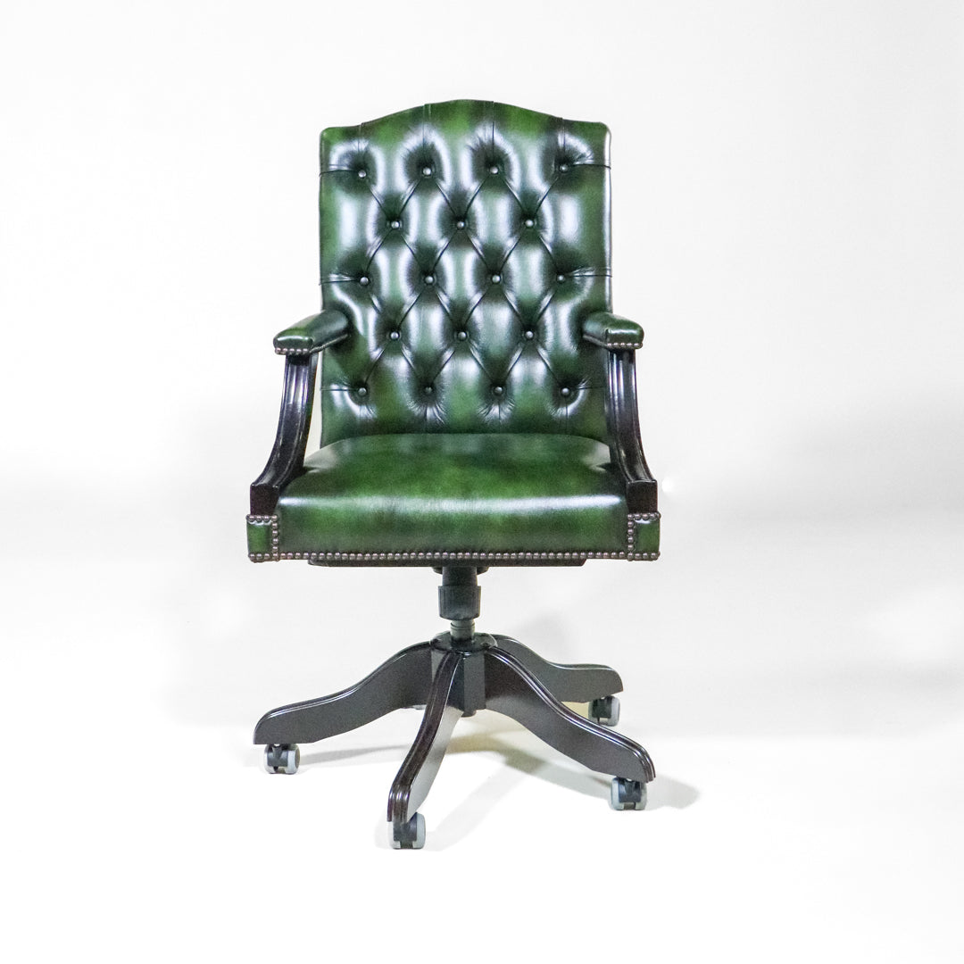 Chesterfield Drehstuhl / Bürostuhl, Birch Antique Green - Sofort lieferbar