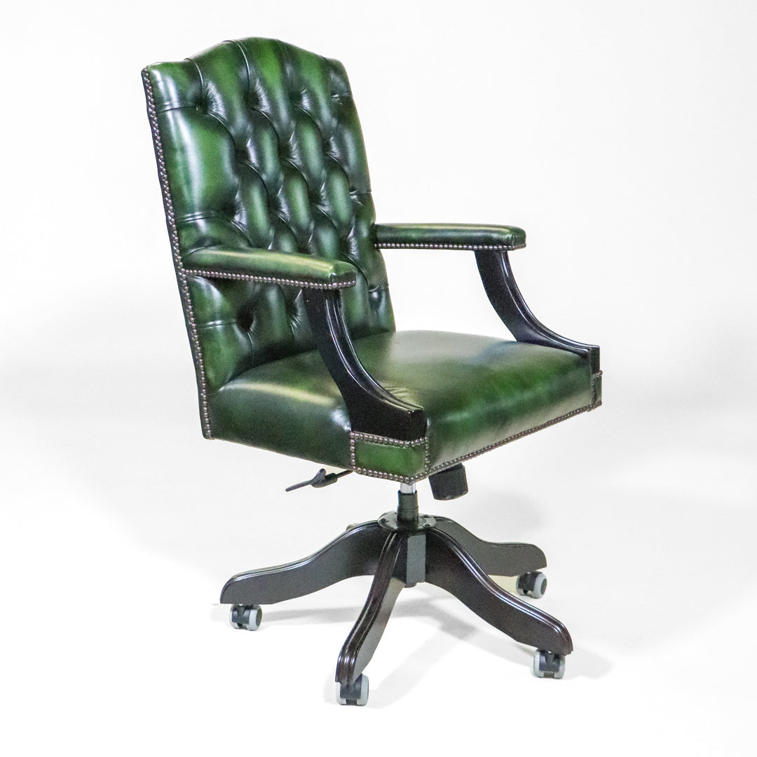 Chesterfield Drehstuhl / Bürostuhl, Birch Antique Green - Sofort lieferbar