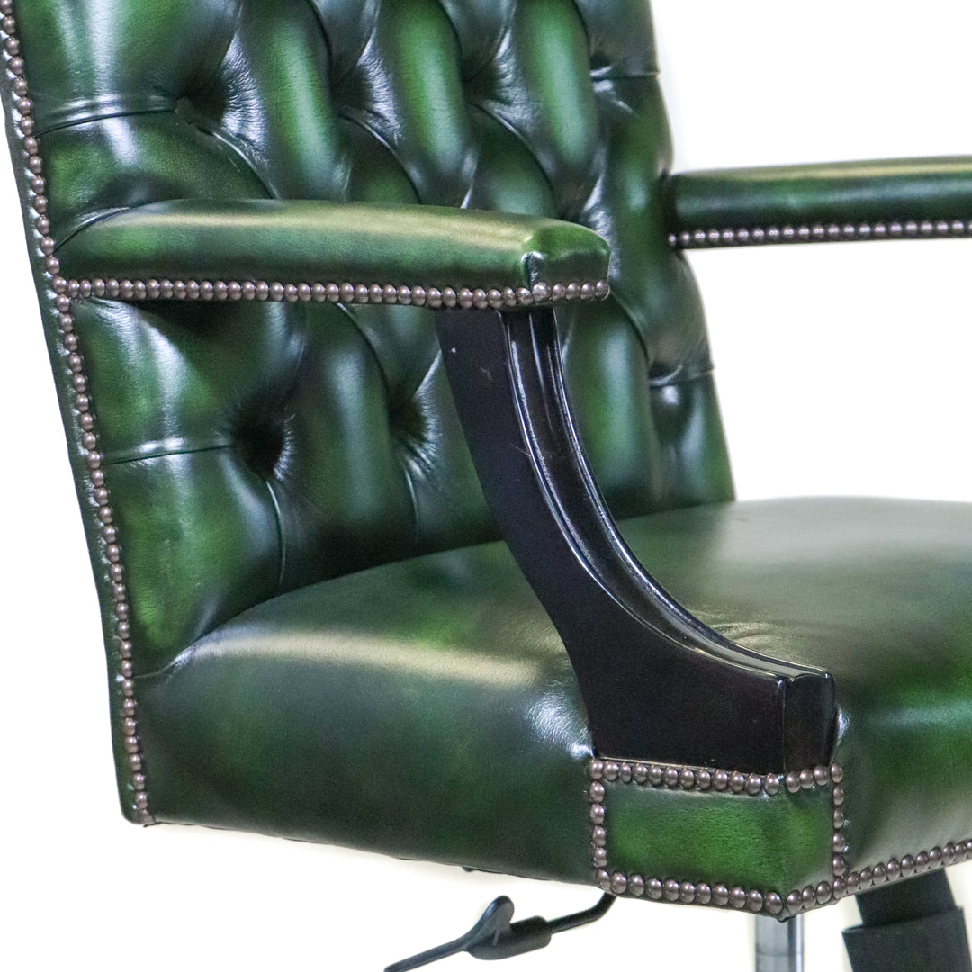 Chesterfield Drehstuhl / Bürostuhl, Birch Antique Green - Sofort lieferbar