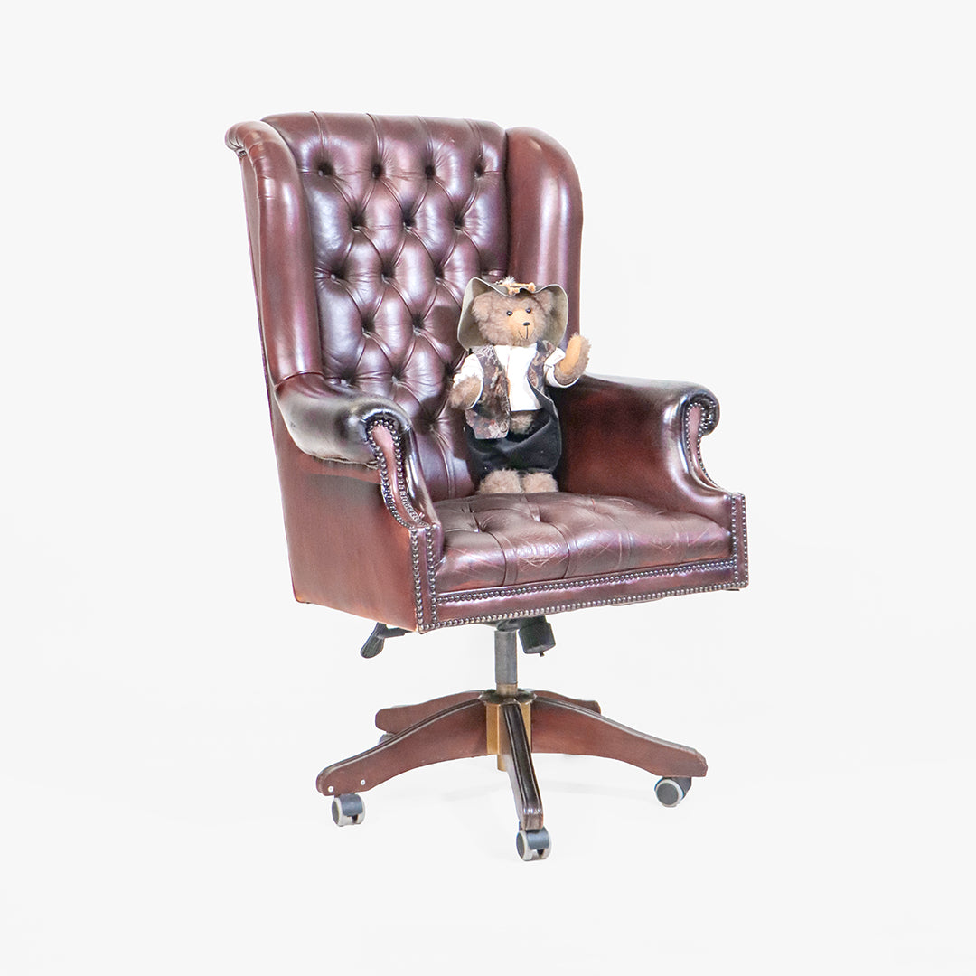 Chesterfield Bürostuhl "Roll Arm" aus Vintage Leder - Sofort Lieferbar