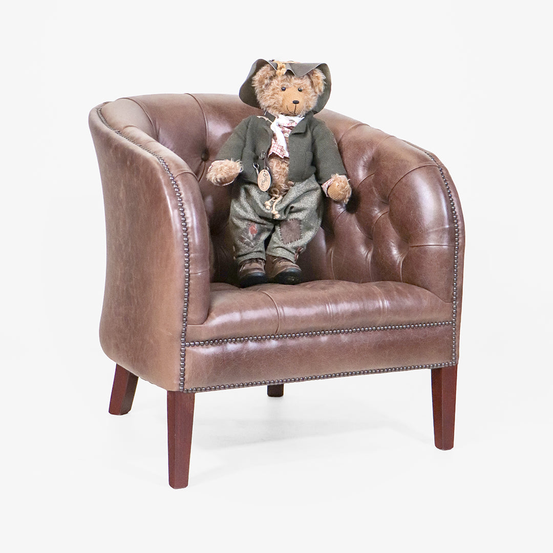 Chesterfield Sessel "Perth" Anilinleder braun Clubsessel aus England - Sofort Lieferbar