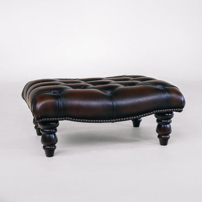 Chesterfield Fußhocker Braun  in Birch Antique Rust - Sofort Lieferbar