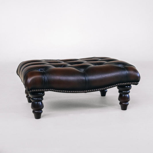 Chesterfield Fußhocker Braun  in Birch Antique Rust - Sofort Lieferbar