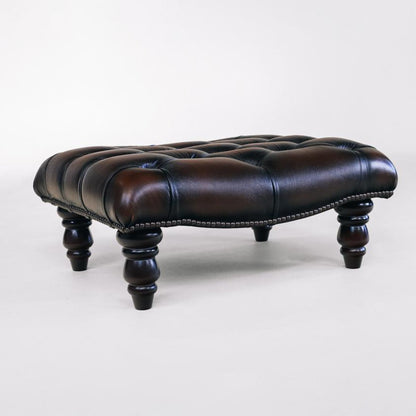 Chesterfield Fußhocker Braun  in Birch Antique Rust - Sofort Lieferbar