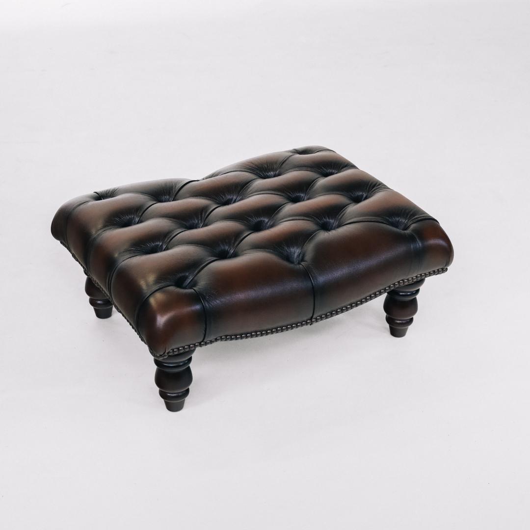 Chesterfield Fußhocker Braun  in Birch Antique Rust - Sofort Lieferbar