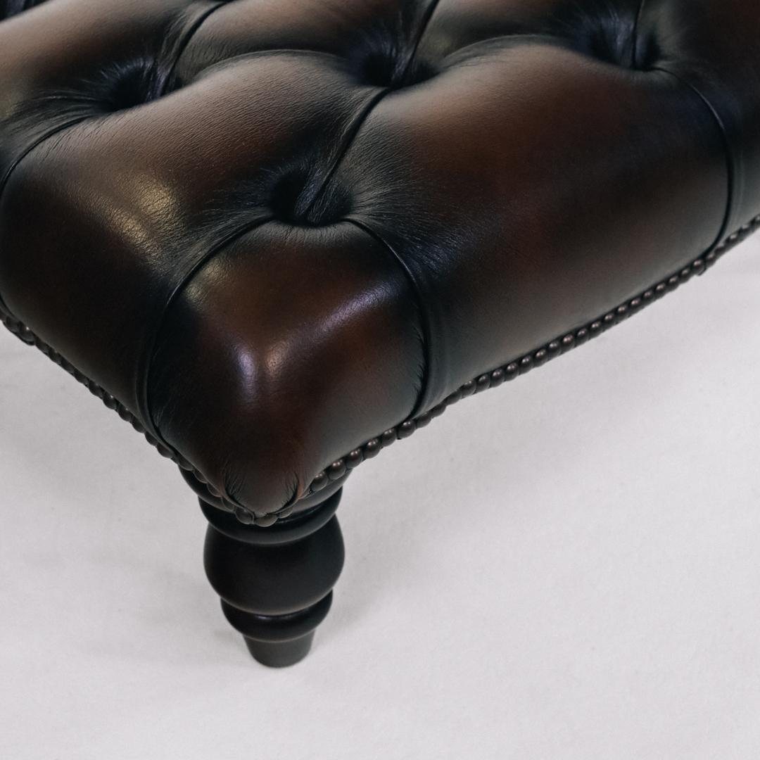Chesterfield Fußhocker Braun  in Birch Antique Rust - Sofort Lieferbar