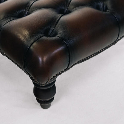 Chesterfield Fußhocker Braun  in Birch Antique Rust - Sofort Lieferbar