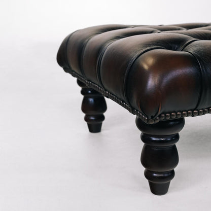 Chesterfield Fußhocker Braun  in Birch Antique Rust - Sofort Lieferbar