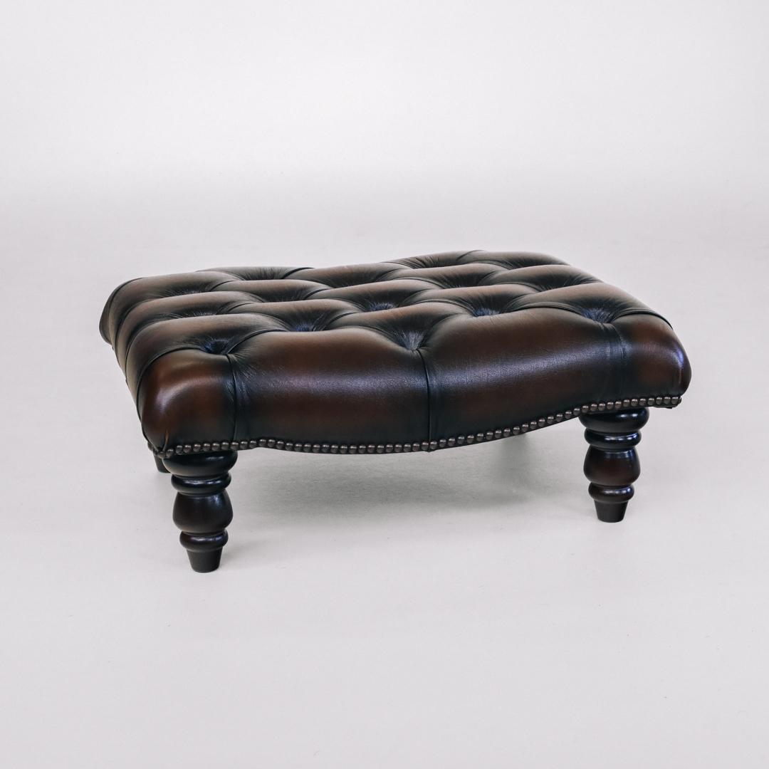 Chesterfield Fußhocker Braun  in Birch Antique Rust - Sofort Lieferbar