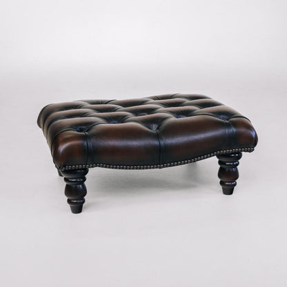 Chesterfield Fußhocker Braun  in Birch Antique Rust - Sofort Lieferbar