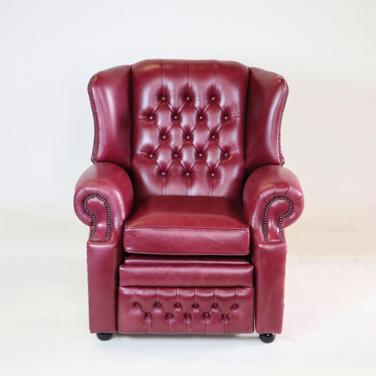 "Abigail" Chesterfield Recliner in Old English Burgundy - Sofort Lieferbar