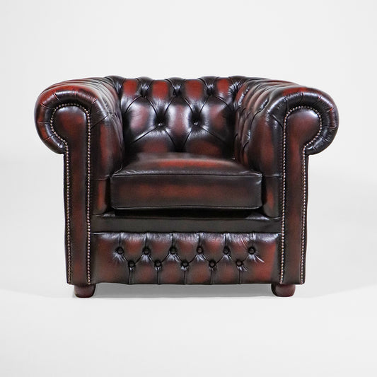 Chesterfield Sessel "London Classic" Dunkelrot – Original englischer Ledersessel - Sofort Lieferbar