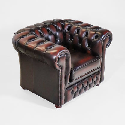 Chesterfield Sessel "London Classic" Dunkelrot – Original englischer Ledersessel - Sofort Lieferbar