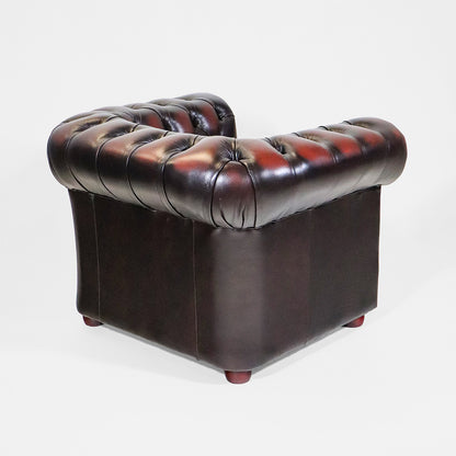 Chesterfield Sessel "London Classic" Dunkelrot – Original englischer Ledersessel - Sofort Lieferbar
