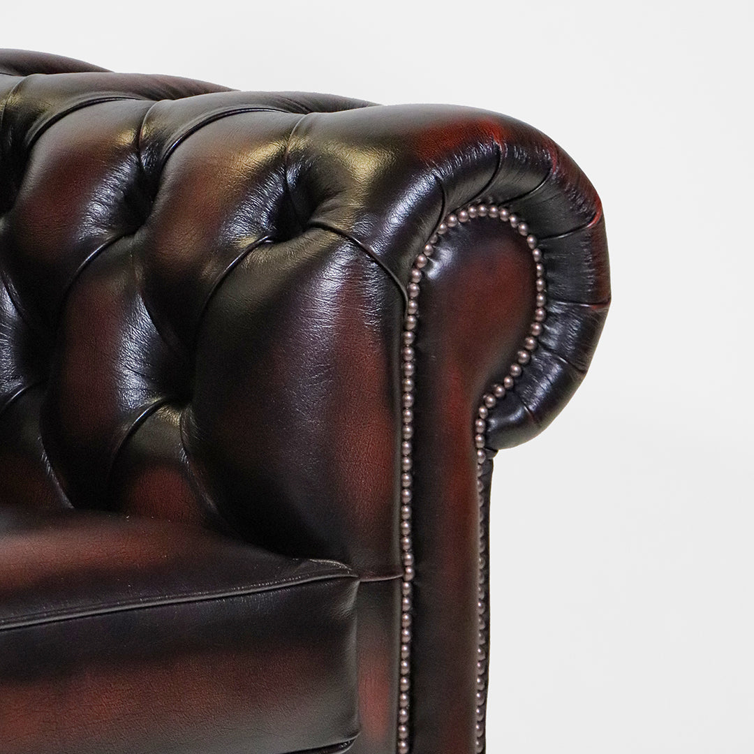 Chesterfield Sessel "London Classic" Dunkelrot – Original englischer Ledersessel - Sofort Lieferbar