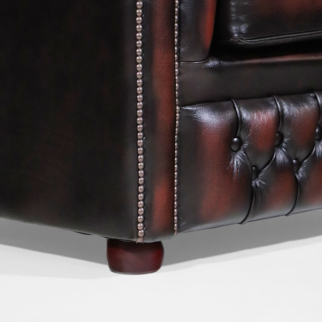 Chesterfield Sessel "London Classic" Dunkelrot – Original englischer Ledersessel - Sofort Lieferbar
