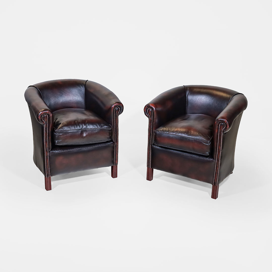 Chesterfield Clubsessel "Diana" Plain – Ledersessel Birch Antique Rust - Sofort lieferbar!