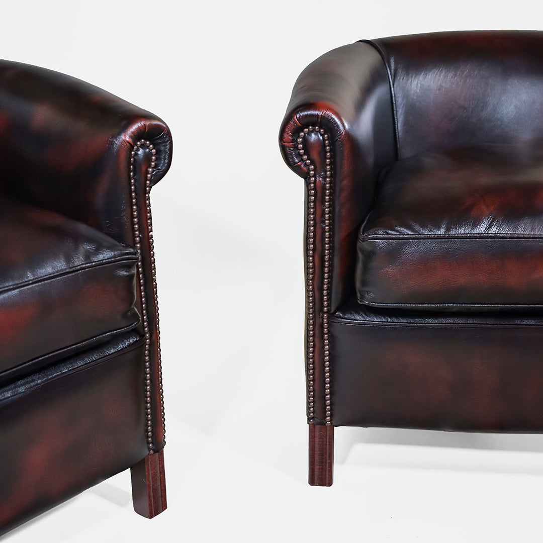 Chesterfield Clubsessel "Diana" Plain – Ledersessel Birch Antique Rust - Sofort lieferbar!