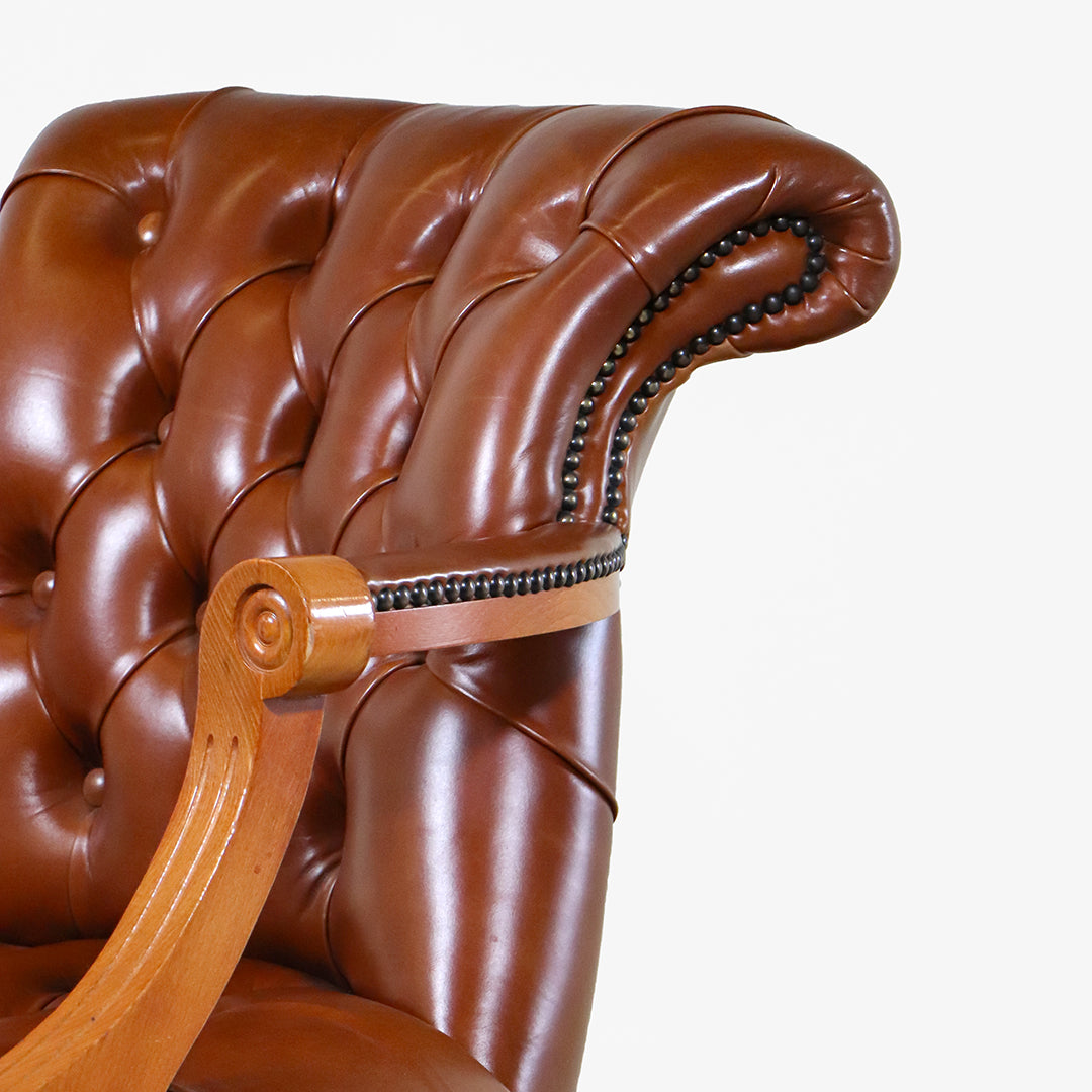 "Officer Swivel" Chesterfield Bürostuhl aus Cognac Anilinleder - Sofort Lieferbar