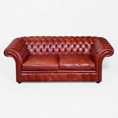 Chesterfield Sofa  "Fort William" 3 Sitzer – Rotes Ledersofa - Sofort Lieferbar