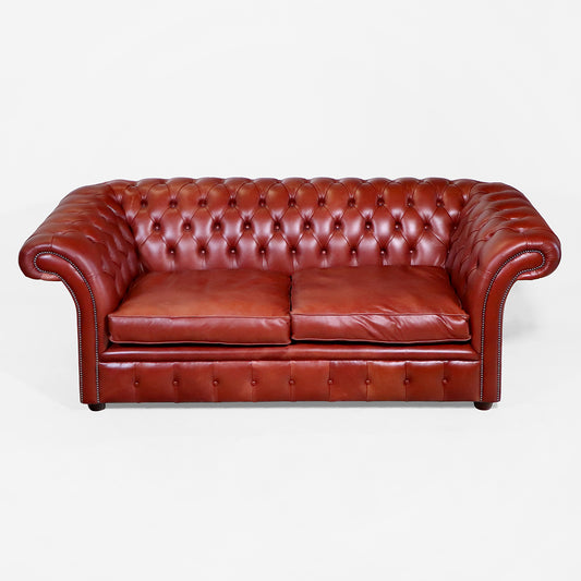 Chesterfield Sofa  "Fort William" 3 Sitzer – Rotes Ledersofa - Sofort Lieferbar