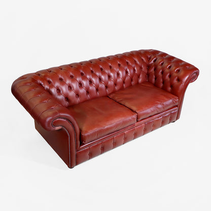 Chesterfield Sofa  "Fort William" 3 Sitzer – Rotes Ledersofa - Sofort Lieferbar