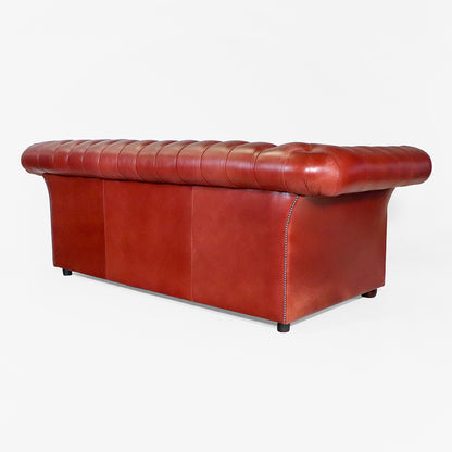 Chesterfield Sofa  "Fort William" 3 Sitzer – Rotes Ledersofa - Sofort Lieferbar