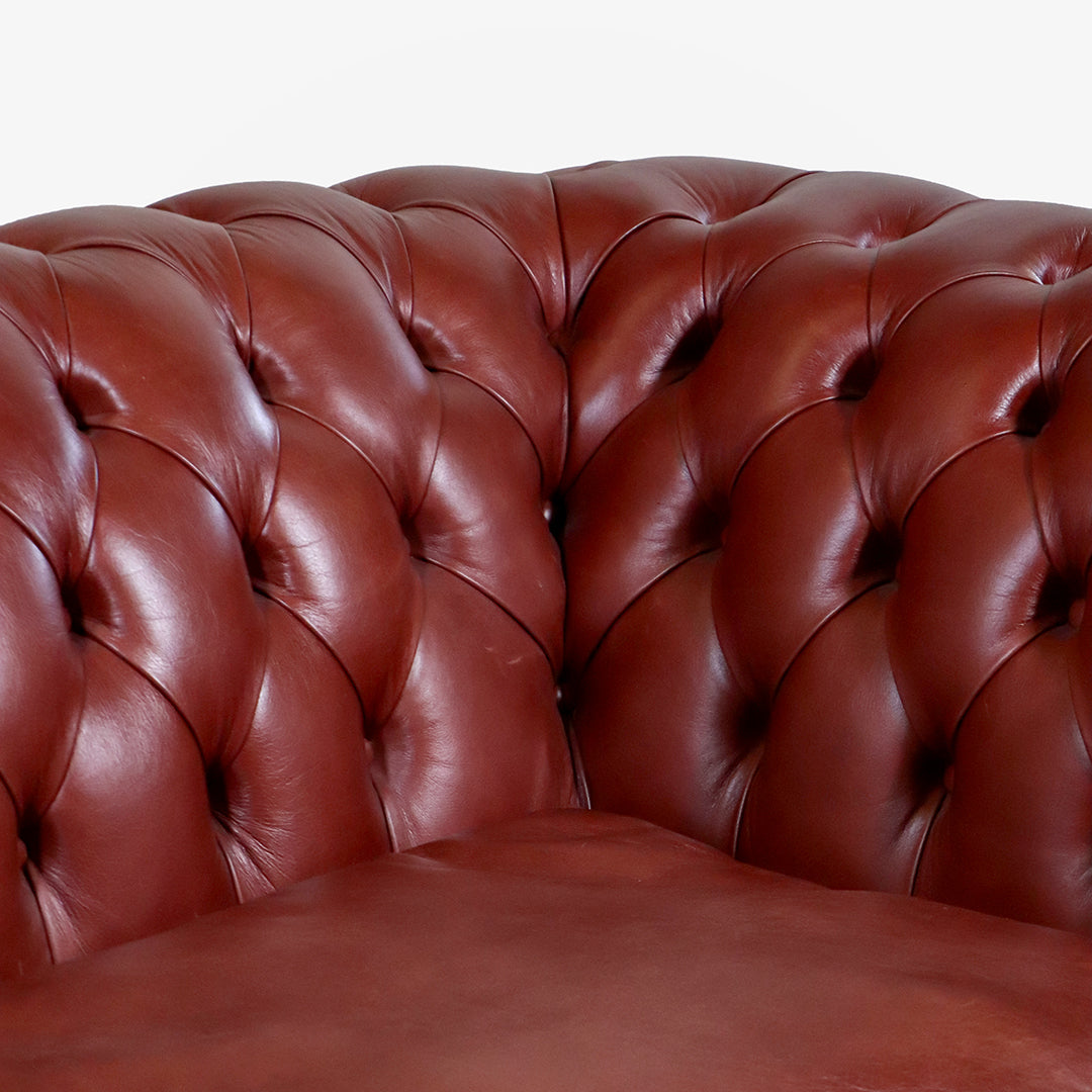 Chesterfield Sofa  "Fort William" 3 Sitzer – Rotes Ledersofa - Sofort Lieferbar
