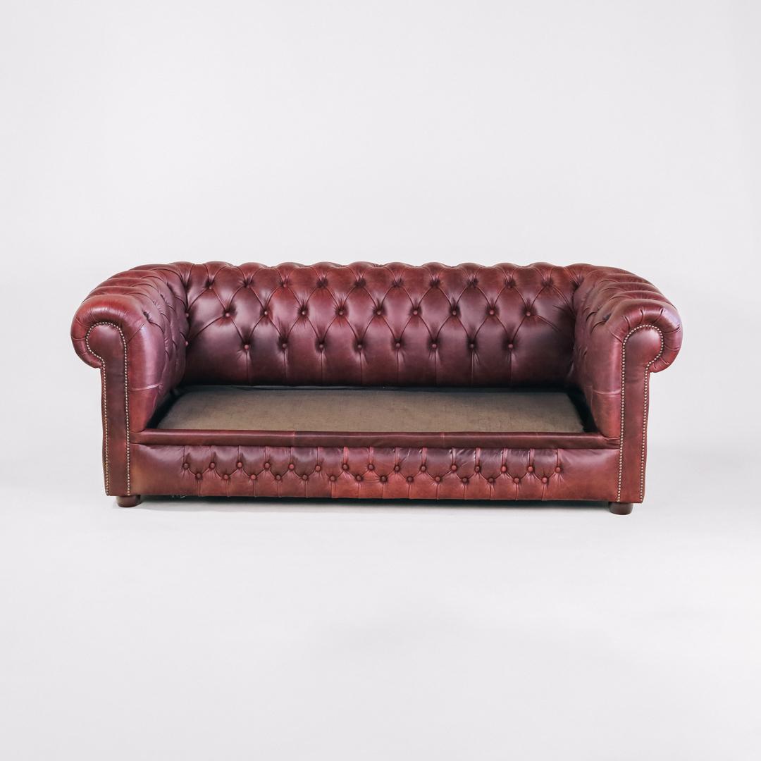 Chesterfield Schlafsofa „London Classic“ 3-Sitzer Leder Mulberry Rot Cracked Wax – Original aus England