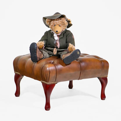 Chesterfield Fußhocker "Queen Anne" in Birch Antique Gold Leder - Sofort Lieferbar