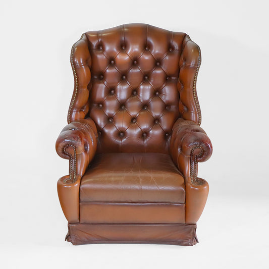 Chesterfield Ohrensessel Leder Vintage klassischer englischer Sessel - Sofort Lieferbar