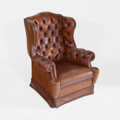 Chesterfield Ohrensessel Leder Vintage klassischer englischer Sessel - Sofort Lieferbar
