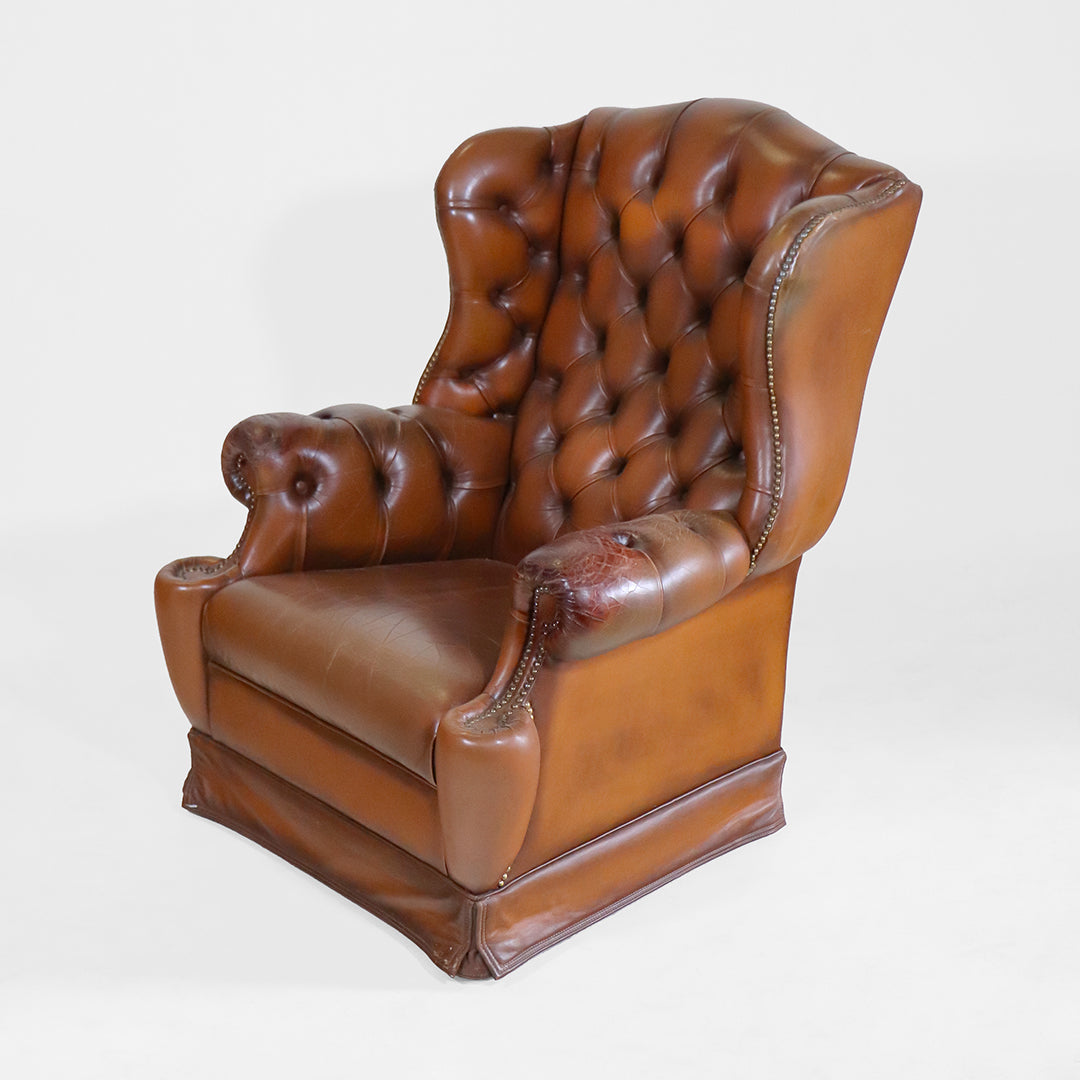 Chesterfield Ohrensessel Leder Vintage klassischer englischer Sessel - Sofort Lieferbar