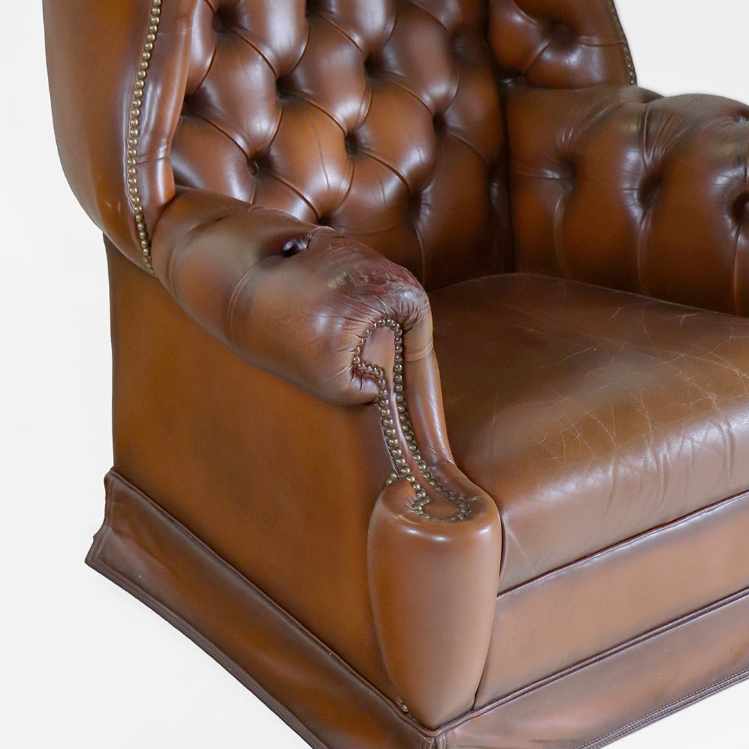 Chesterfield Ohrensessel Leder Vintage klassischer englischer Sessel - Sofort Lieferbar