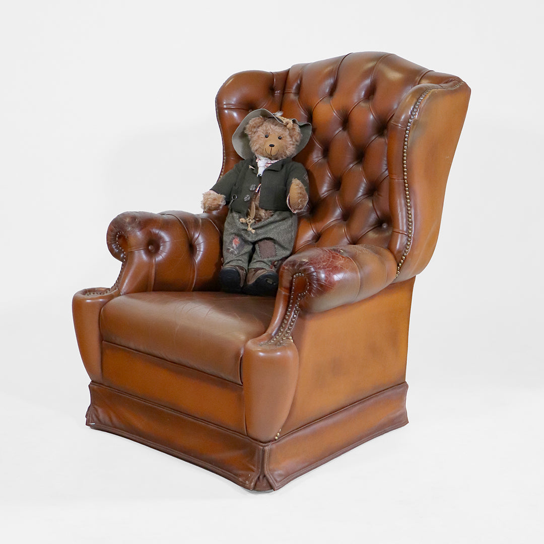 Chesterfield Ohrensessel Leder Vintage klassischer englischer Sessel - Sofort Lieferbar