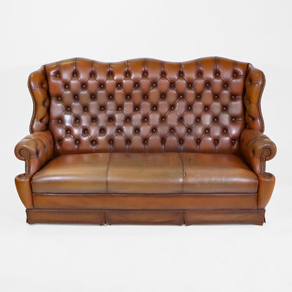 Chesterfield 3 Sitzer Sofa Vintage aus Leder mit hoher Rückenlehne - Sofort Lieferbar